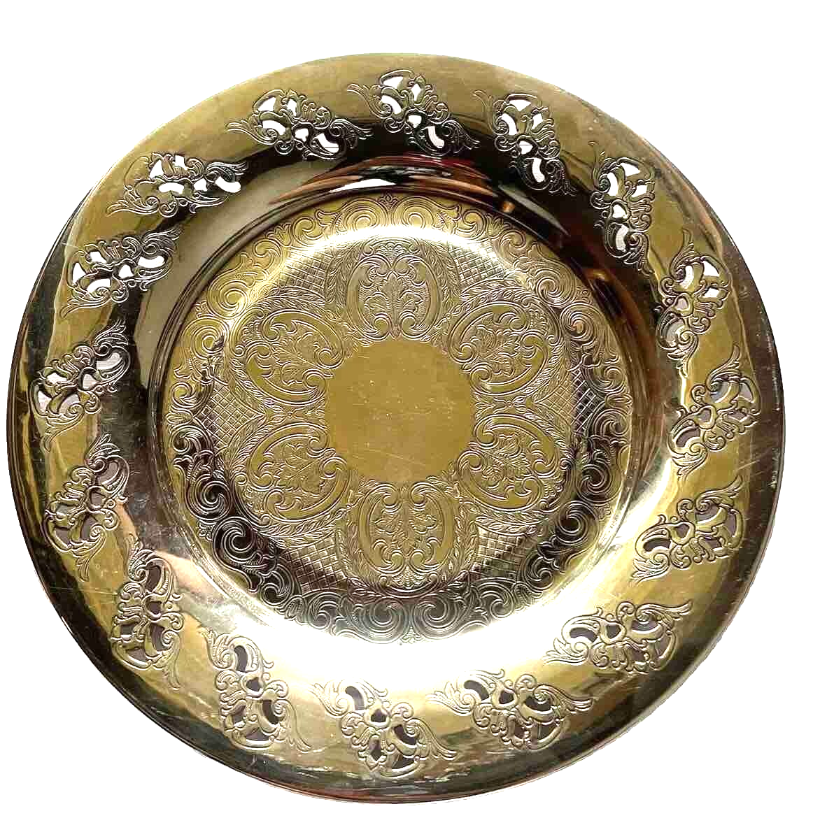 マッピン＆ウェッブ SILVER PLATE ON COPPER Vintage Viking Plate Silver Plated On E.P. Copper Round Dish 9 1/2
