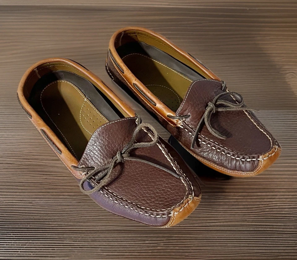 L.L. Zapatillas BEAN Bisonte Doble Suela para Hombre 10 D Mocs Forradas en Cuero Marrón Foto 3 de 4