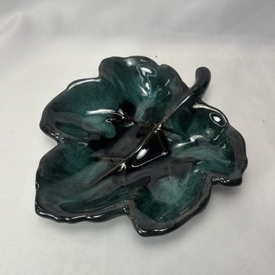 Vintage Blue Mountain Pottery Maple Leaf Glazed Trinket Candy Dish Canada 7''