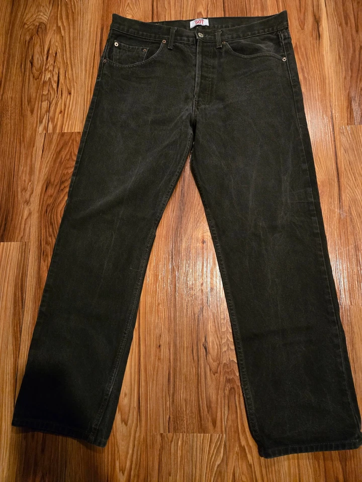 Vtg Levi’s 501 Fly Button Made in USA Denim Black 38x30 (FITS 36x30) - Image 2 of 4