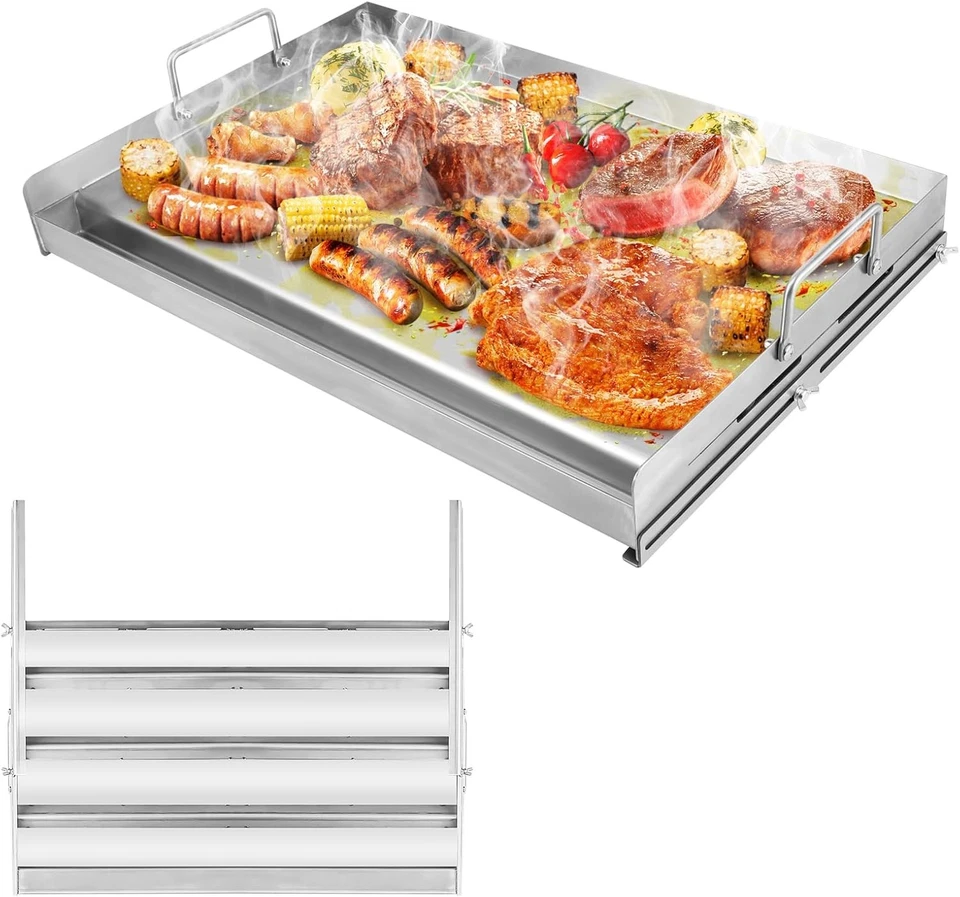 GFTIME Universal Grillplatte 63,4x40,8 cm für Gas-, Holzkohle- & Elektrogrills, BBQ Pla