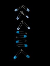 Vtg Cloth Diaper Pins Lot Of 12 Light  Teal Blue Safety Pins