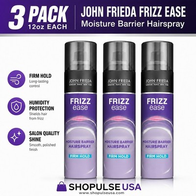 John Frieda Anti Frizz, Frizz Ease Firm Hold Hairspray, Anti-Humidity Spray 3PK