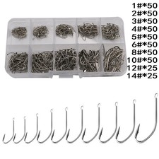 450pcs/Box 1-14# Sharpened Ultrapoint Fishing Carp Fish Treble Circle Cat Fish H