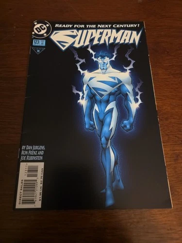 1997 DC COMICS SUPERMAN #123 GLOW IN THE DARK COVER VF+ VINTAGE 1ST BLUE COSTUME