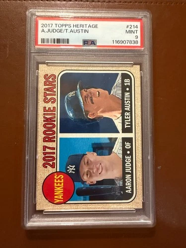 2017 Topps Heritage 214 Aaron Judge Tyler Austin PSA 9 Mint RC