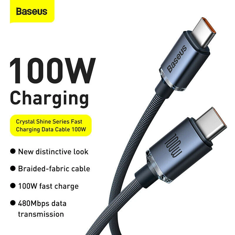 Baseus PD 100W Type-C USB C Fast Charging Data Cable For Samsung Huawei Xiaomi - Image 2 of 4