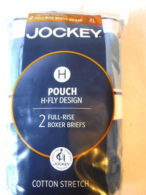Jockey Mens Pouch 2 Boxer Briefs H Fly Design Blue   1146 Classic Fit XL 40-42