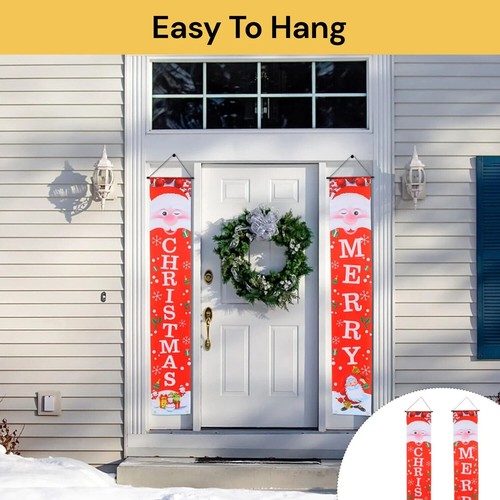Sign Decoration Decor Merry Christmas Hanging Porch Party Door Wall Banner Xmas - Picture 9 of 16