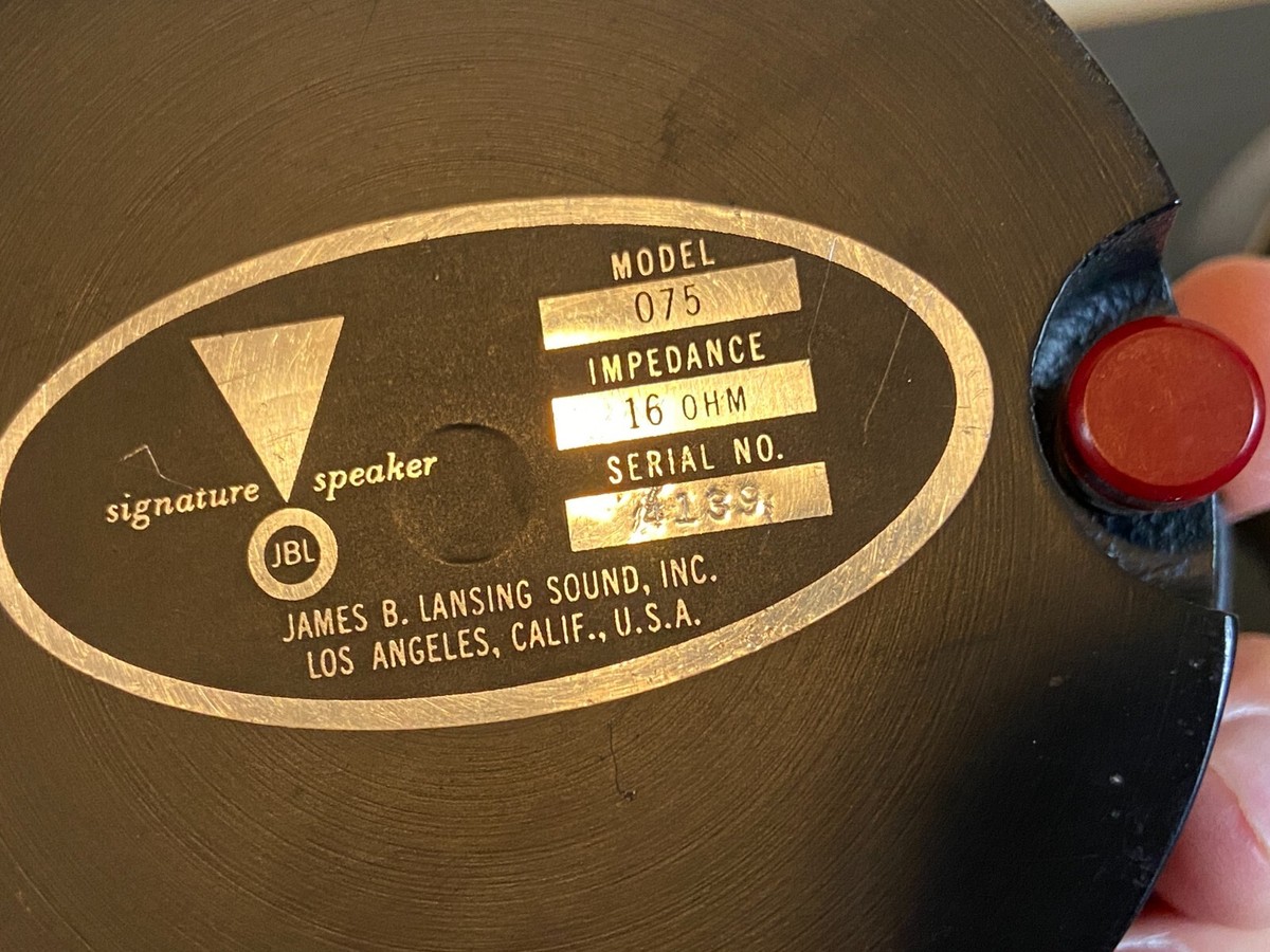 PAIR Vintage JBL 075 Horn Tweeters Consecutive Serial 4138 & 4139