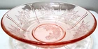 Vintage Federal Glass Serving Berry Bowl Sharon Cabbage Rose Pink Depression