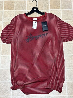 Saint Laurent Red Striped T Shirt Star Themed New With Tags