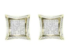 Lab Created 10k Yellow Gold Over Round Diamond Mens Womens Kite Stud Earrings