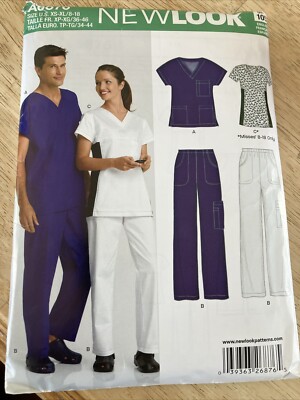 NEW LOOK #A6876 - ADULT MEDICAL SCRUBS ASSISTANT NURSE PATTERN  XS S M L XL  FF