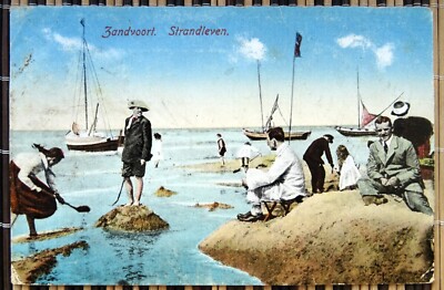 Zandvoort. Beach life. Netherlands Antique postcard