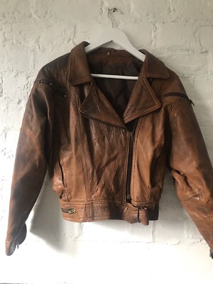 old leather jacket blouson black 本革 短丈 M Vintage Leather