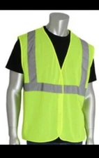 New PIP Hi-Vis Flouresecnt Lime Yellow Safety Vest Class 2 Level 2 Hook & Loop