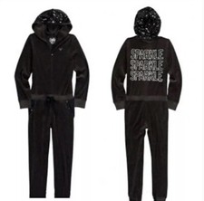 Girls Justice Sequin Hooded Velour One Piece Jumpsuit Size 12 SPARKLE SPARKLE