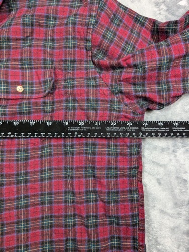 Camisa De Colección Lands End Viyella Para Hombres A Cuadros Abotonada Mezcla de Lana XL Alta Roja - Imagen 4 de 8