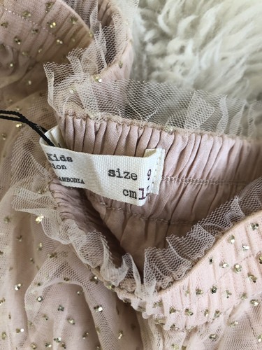 New Zara Girls Peach Pink Ruffle Tulle Skirt With Gold Glitter Polka Dot Sz 9Y - Picture 3 of 4