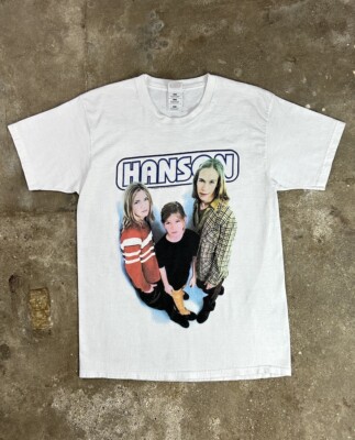 Vintage 90s Hanson Band T Shirt Fruit Of The Loom White 1997 Size M MmmBop