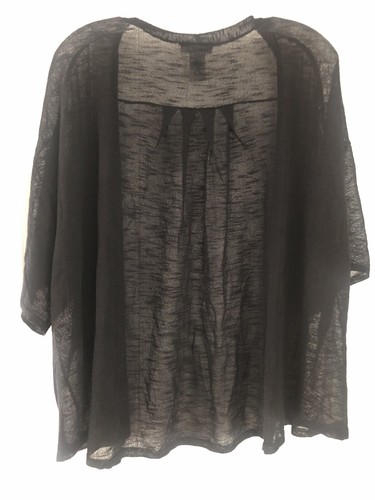 Catherines Black Open Front L.Weight S/S Cardigan 3X 26/28W Plus Rayon Nylon BL - Picture 11 of 12