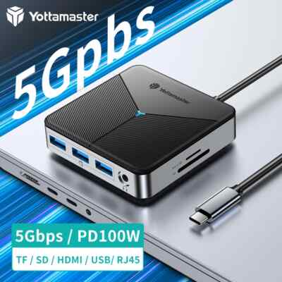 Yottamaster Multiport USB C Hub Adapter HDMI 4K USB 3.0 TF/SD PD100W für Macbook