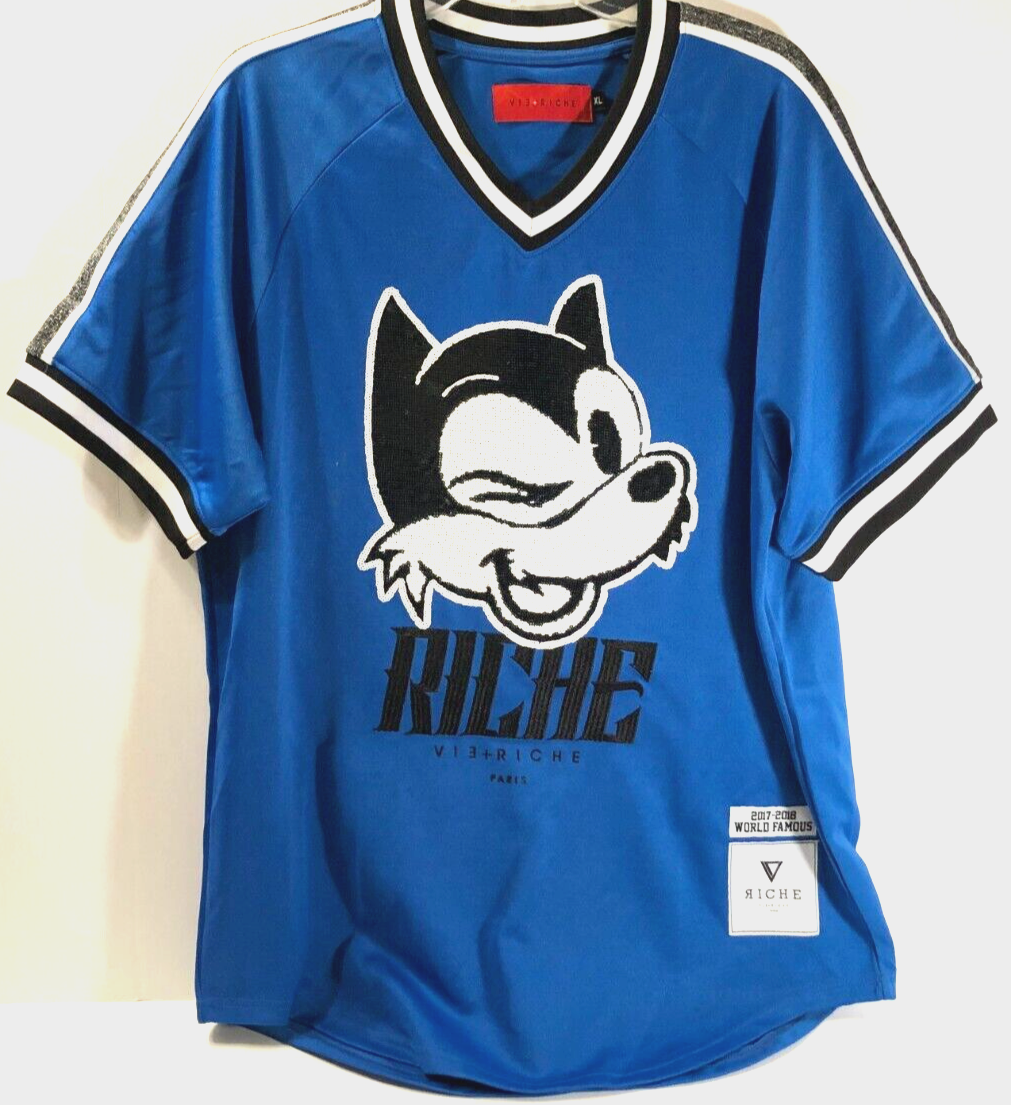 VIE + RICHIE Paris Blue Cat Urban World Famous 2017 Pullover NYC Jersey Shirt XL