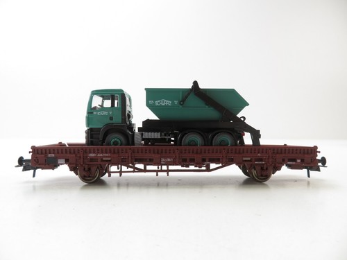 (ID1278) Roco 47847 H0 DC Rungenwagen DB mit LKW Kippcontainer "SCHWARZ BAU" OVP | Zustand: Gebraucht