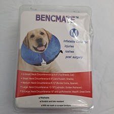 Inflatable Dog Cone Collar Washable Bencmate MEDIUM BLUE boxed