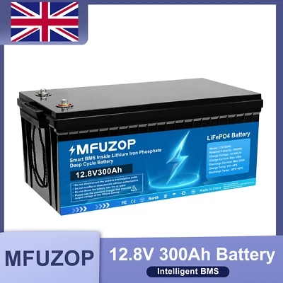 MFUZOP 12V 300Ah LiFePO4 Lithium Battery 10000+ Deep Cycles Solar RV Off-grid BMS