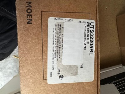 Moen UTS32205BL Weymouth 1-Handle M-CORE Transfer Valve Trim Kit Matte Black
