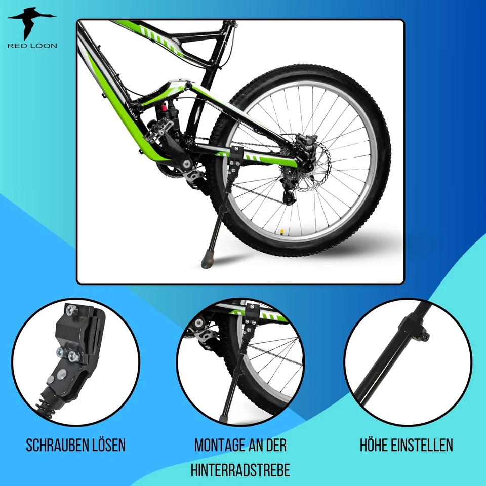 Alu Hinterbauständer 24-28" verstellbar Seitenständer Fahrradständer Hinterbau - Bild 2 von 4