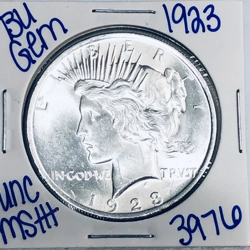 1923 BU UNCIRCULATED SILVER PEACE DOLLAR AUTHENTIC U.S. MINT FREE SHIPPING 3976