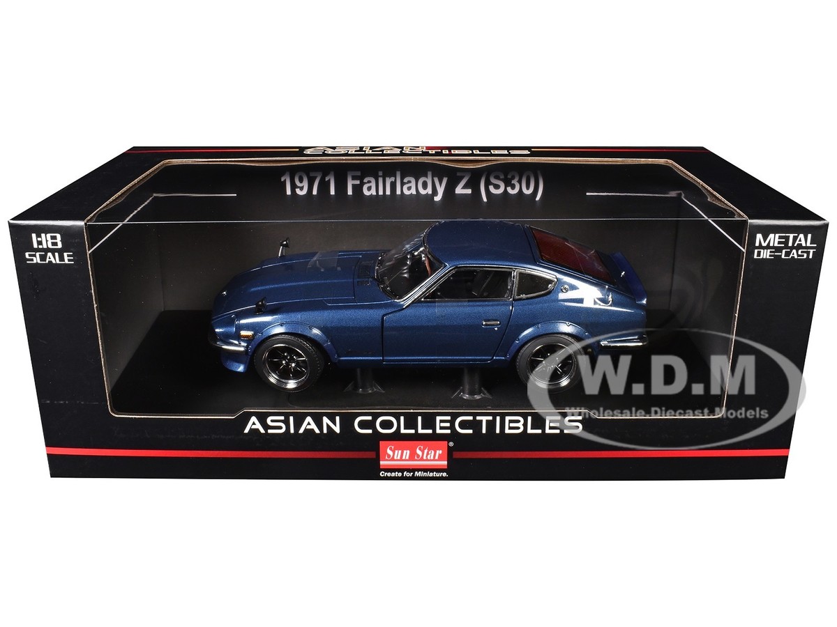 1970 NISSAN FAIRLADY Z (S30) RHD MIDNIGHT BLUE 1/18 DIECAST BY SUN