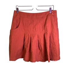 Maeve Pleated Mini Skirt Orange Anthropologie size 14 Preppy Y2k New With Tags