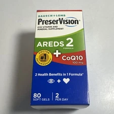 Bausch + Lomb PreserVision Areds 2 + CoQ10 100mg - 80 Softgels Sealed 11/2026