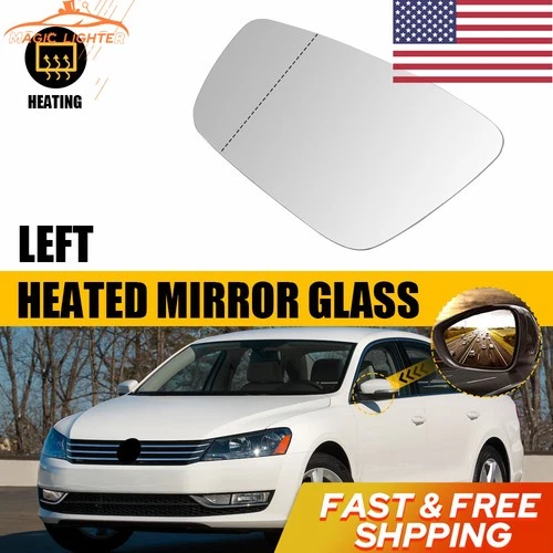 Mirror Glass For 2013 2014 Volkswagen Passat 15 Driver Side Heated VW1324103
