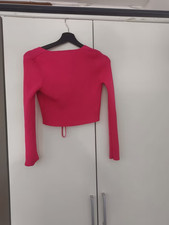 ZARA Damen Rib Strick Oberteil Fuchsia