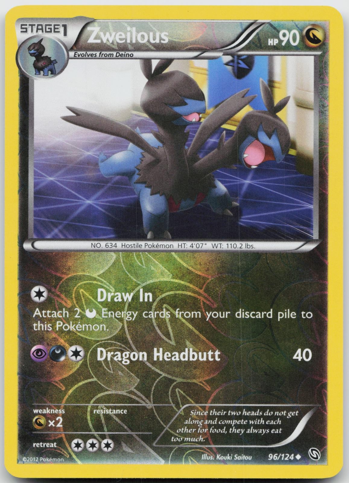 Zweilous 96/124 Uncommon Dragons Exalted Pokemon Reverse Holo Near Mint