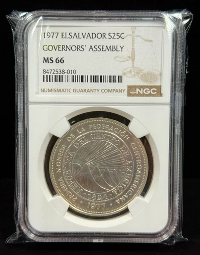 El Salvador – 25 Colones – 1977 Governors’ Assembly – NGC MS 66 - Item #001
