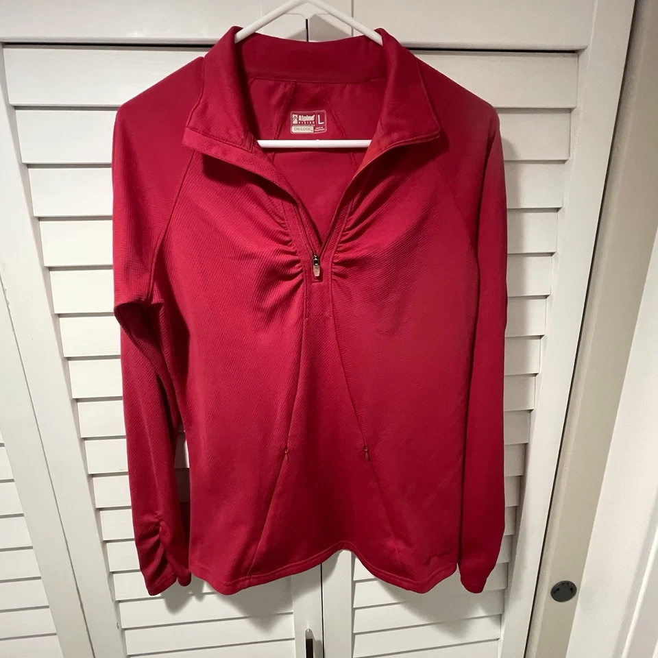 Pullover rojo con cremallera de cuarto Dri-Logic diseño Alpine rojo para mujer grande para exteriores Foto 2 de 4