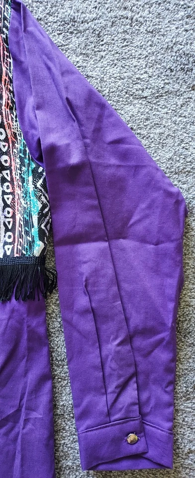 Camisa Western Vintage Wagon Wheels Mujer Estampado Neón Flecos Púrpura Grande Mediana Foto 3 de 4