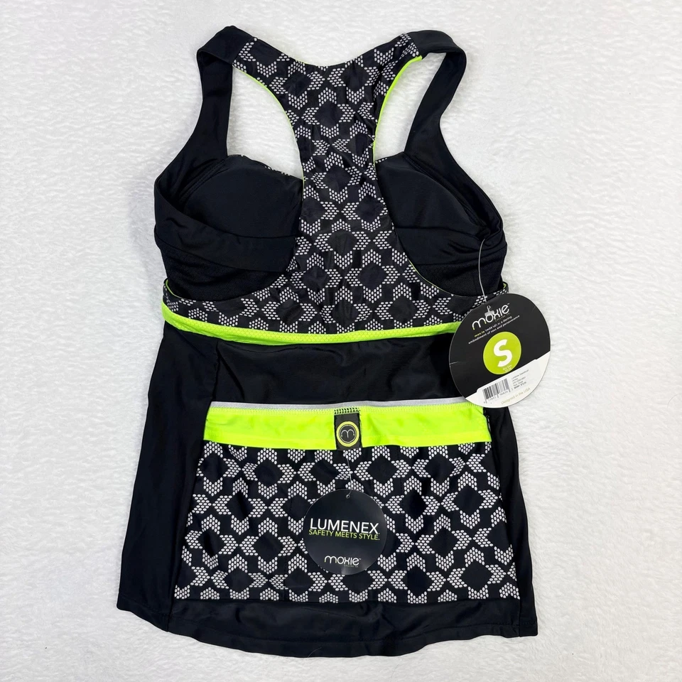 Camiseta sin mangas Moxie Luminex Sweetheart pequeña atlética ciclismo verde neón negra Foto 2 de 4