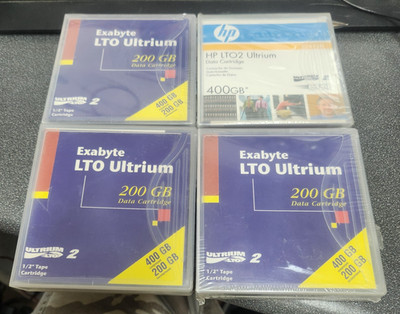 4x Ultrium2/LTO2 200GB/400GB Patronen: 3x Exabyte 1011627 & 1x HP C7972A - NEU