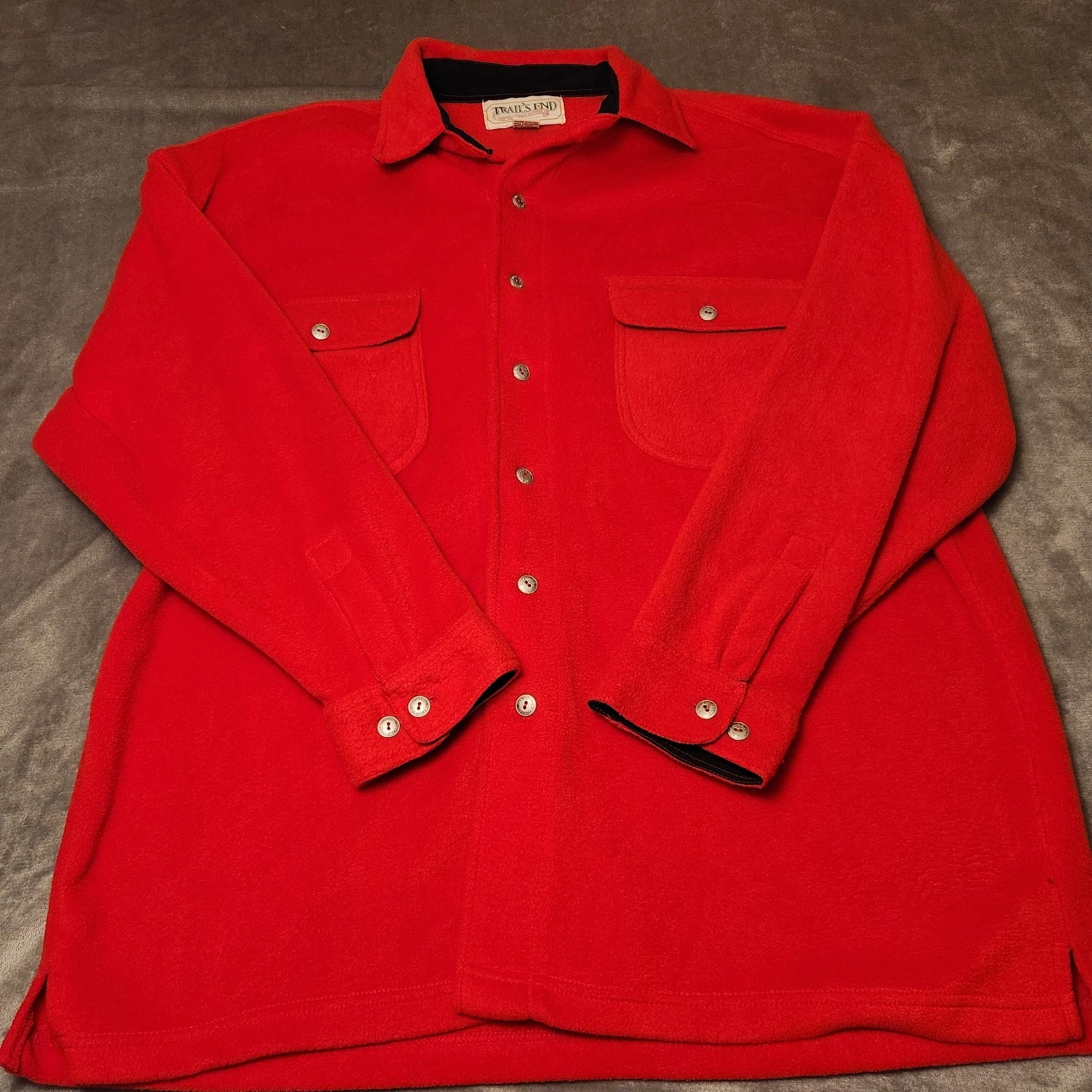 Vintage Trails End Flannel Mens Shirt XL Red Collared Pockets Button Comfort
