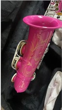 Pink Bb Tenor Saxophone Matte White Key Hand Engraved Bell Professional W/case