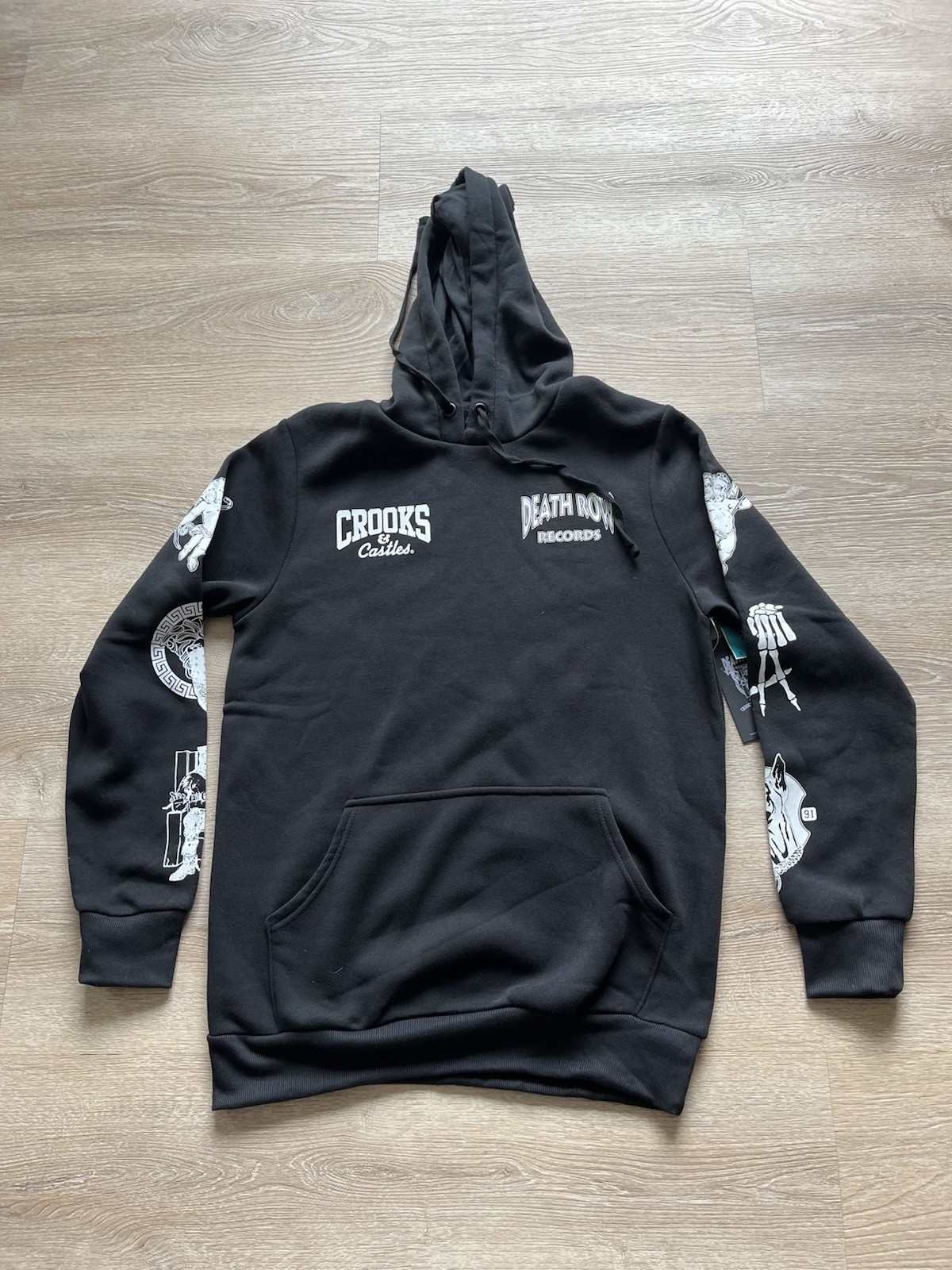 FILA Felpa con cappuccio Crooks and Castles Death Row Records nera taglia M streetwear nuova con etichette