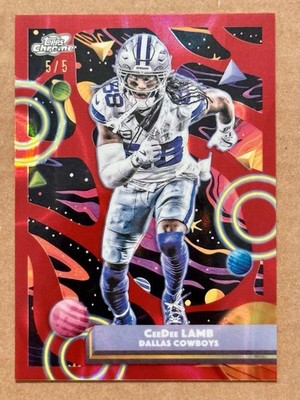 2025 Topps Chrome Cosmic CeeDee Lamb Red Flare Refractor 5/5