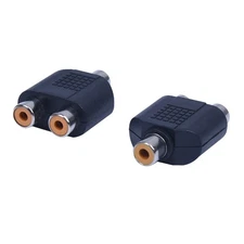 2 pcs  AV splitter Y adapter 1 female 2 female, black D2N41104